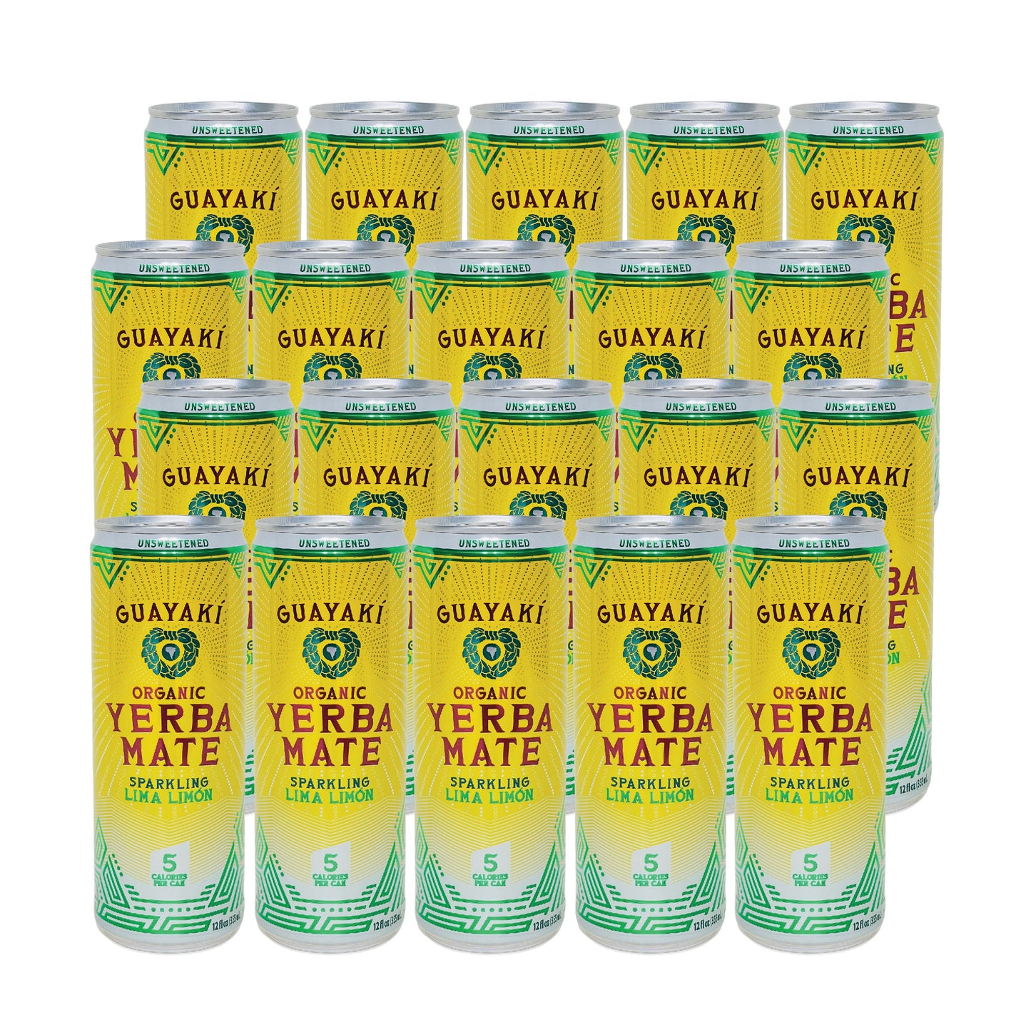 GUAYAKI Yerba Mate Sparkling- Lima Limón (12 Fl oz) (20 Cans)