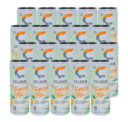 CELSIUS- Tropical Vibe Sparkling Starfruit Pineapple Edition (12 Fl oz) (20 Cans)