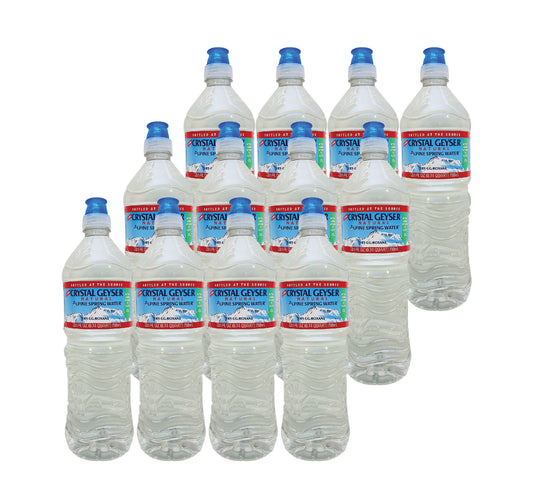 Crystal Geyser Natural Alpine Spring Water- 23.6 Fl oz (700mL) (12 Bottles)