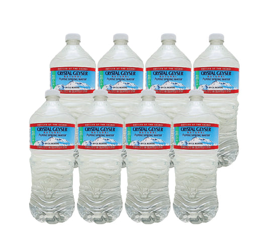 Crystal Geyser Natural Alpine Spring Water- 33.8 Fl oz (1L) (8 Bottles)