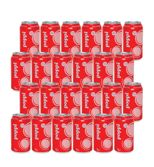 Poppi Prebiotic Soda- Classic Cola (12 Fl oz) (24 Cans)