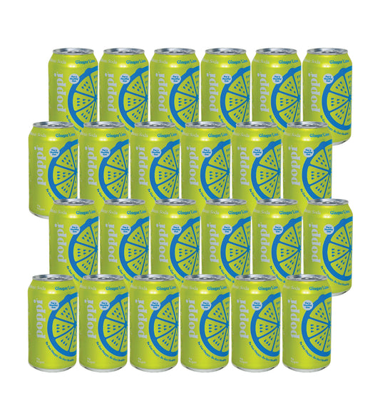 Poppi Prebiotic Soda- Ginger Lime (12 Fl oz) (24 Cans)