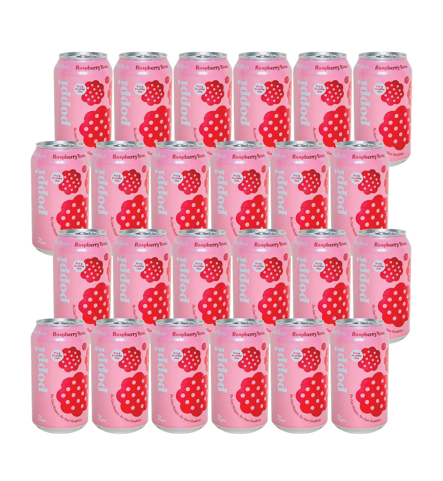 Poppi Prebiotic Soda- Raspberry Rose (12 Fl oz) (24 Cans)